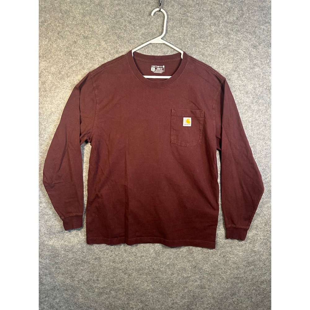 Carhartt Mens Loose Fit Long Sleeve Pocket T-Shirt‎ Burgundy Maroon K126 Size M